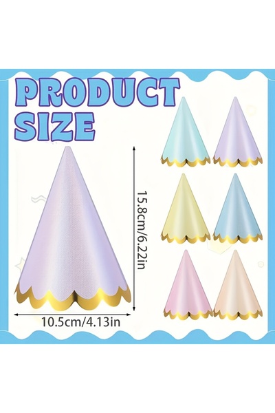 Choice 6pcsMix 6pcs Elegant Themed Party Hats with Golden Ruffled Edges - Pas...