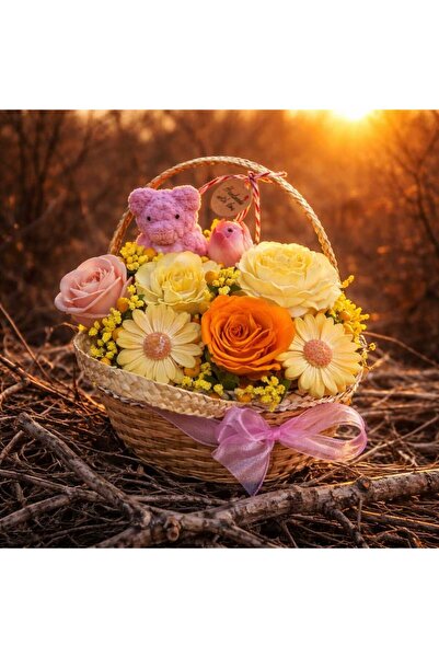 victiny Aranjament Floral din ceara de soia si plante natura uscate in cosuri...