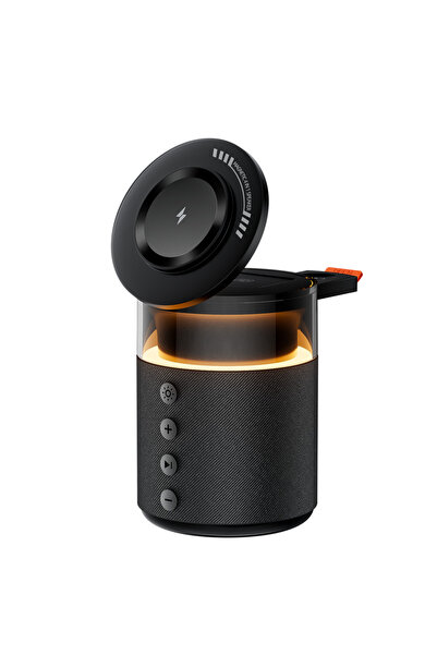 Choice محطة شحن لاسلكية مغناطيسية HT-554 سوداء 5 في 1 مع مكبر صوت لاسلكي وإضا...