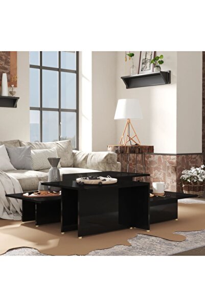 Concept Măsuțe de cafea 2 buc. negru extra lucios 111,5x50x33 cm lemn compozit