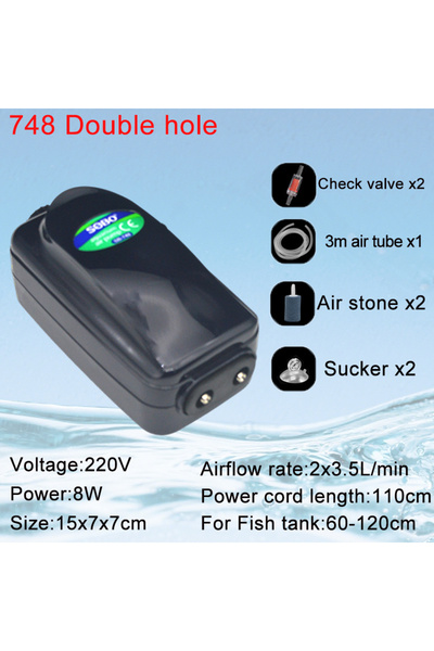 Choice3 748 Double hole set SOBO Silent Aquarium Oxygen Air Pump Fish Tank Ad...