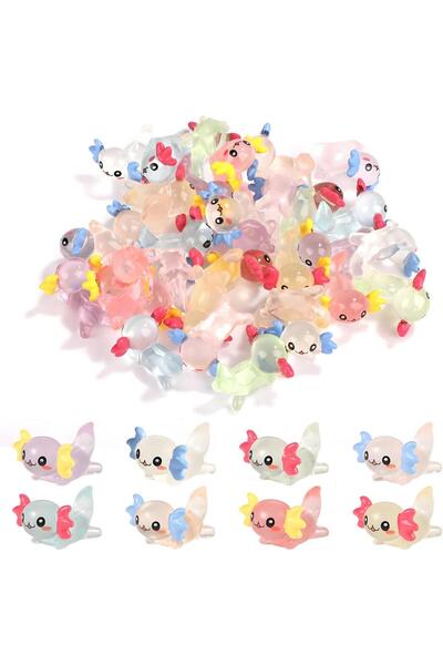 Choice1 10 قطع بألوان عشوائية، 10/20 قطعة من مجسمات الأكسولوتل الصغيرة اللامع...