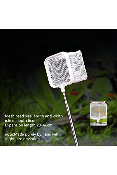 Choice شبكة صيد مربعة بيضاء لحوض السمك مع كوب شفط ومقبض طويل قابل للتمدد لصيد...