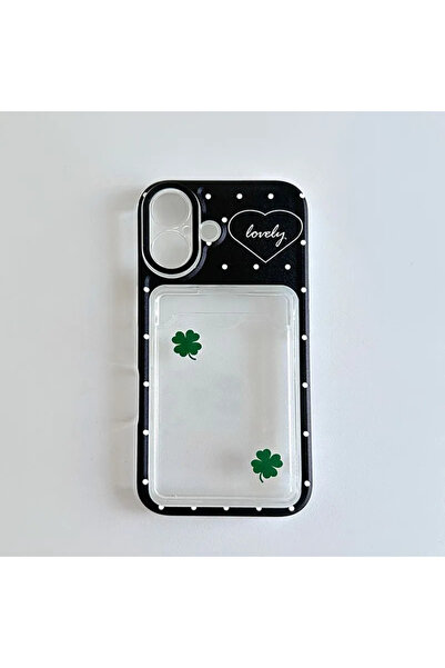 Choice12 iPhone 16 only Case Korean ins Cute Polka Dot Cartoon Clover Card Se...