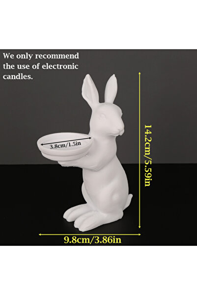 Choice شمعدان أبيض على شكل صينية بتصميم أرنب أبيض متقاطع الحدود، زينة منزلية ...