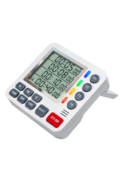 Choice مؤقت مطبخ مغناطيسي أبيض اللون، 4 قنوات، أربع مجموعات توقيت، شاشة LCD ك...