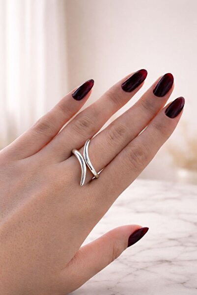 Glowy&Co. Wave 14K Gümüş Rengi Kararmaz Çelik Minimal Ayarlanabilir Yüzük