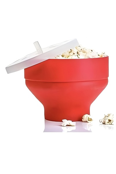 Choice دلو فشار سيليكون أحمر قابل للطي، قطعة واحدة | كرة لماكينة صنع الفشار ف...