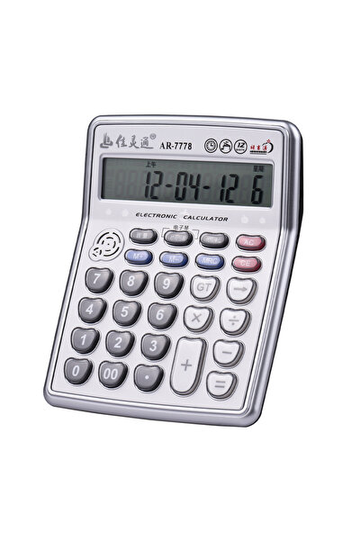 Choice Light Grey Musical Desktop Calculator 12-Digits LCD Display Electronic...