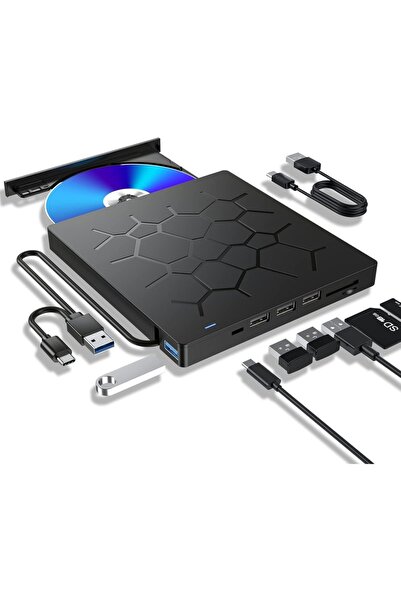 Choice Black External CD DVD Drive,Ultra Slim CD Burner USB 3.0 with 4 USB Po...