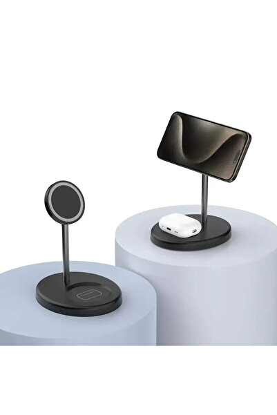 Choice1 محطة شحن سريع لاسلكية مغناطيسية 2 في 1 من فيكيفون، لون أسود، حامل مكت...