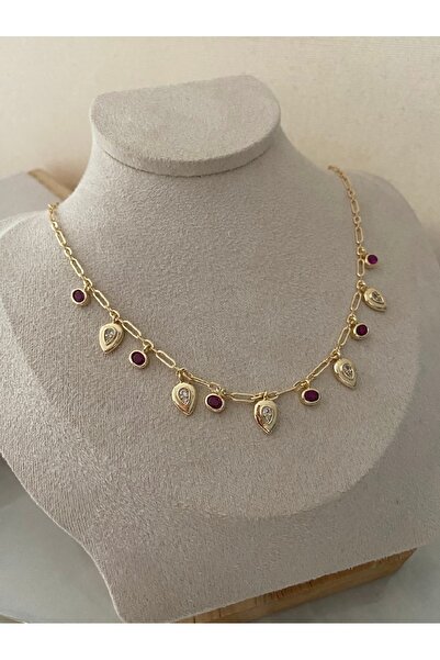 Bade Jewelry Vip Gold Ataç Zincir Üzeri Damla Figürlü Kolye