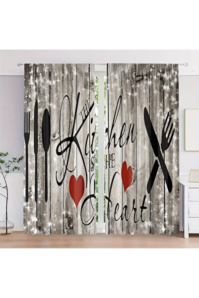 Choice1 قطعتان من ستائر المطبخ الخشبية منقوش بجيب للعمود، مقاس 75 × 166 سم (3...