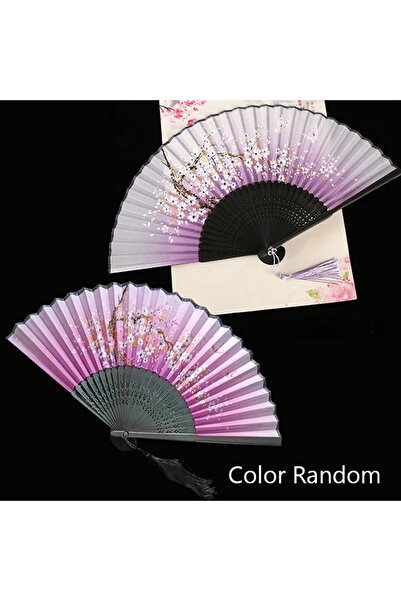 Choice24 مروحة يدوية قابلة للطي من حرير العتيق، مروحة صينية يابانية عتيقة قاب...