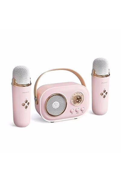Choice6 pink with 2 mic Karaoke Portable Wireless Bluetooth Speaker With Micr...