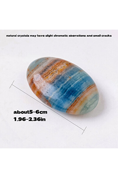 Choice حجر العقيق الأزرق الطبيعي، قطعة واحدة، كريستال طبيعي، حجر كف اليد، تأم...