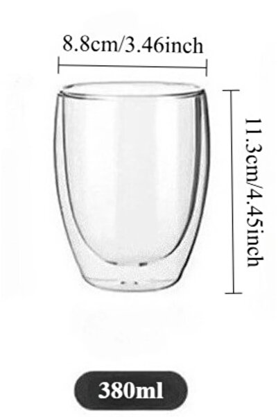Choice4 90ml-500ml One 380ml cup Double Wall Insulated Glass Cup Clear Espres...