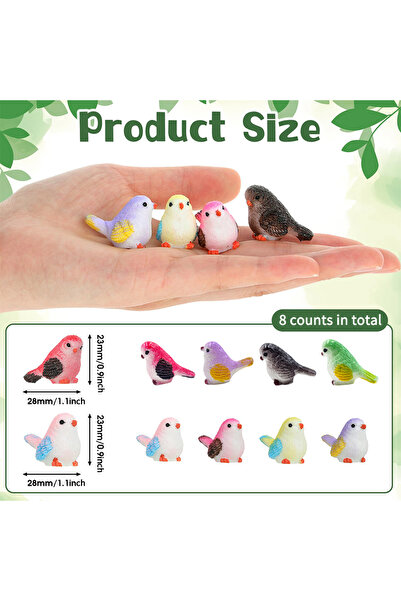 Choice S Bird ornament 8pcs Miniature Bird Figurines, Mock Animal Toy Mini cu...