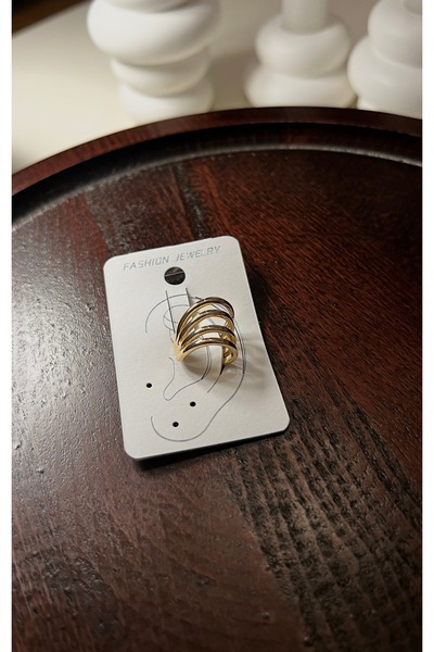 Les Séduisantes c.a. Asimetrik Halka Kıkırdak Earcuff Altın Kaplama Küpe VIP