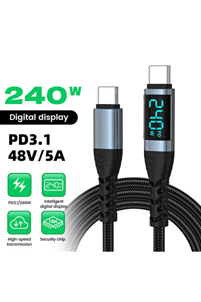 Choice1 0.5m Black 240W Fast Charging Data Cable Digital Display Type C To Ty...