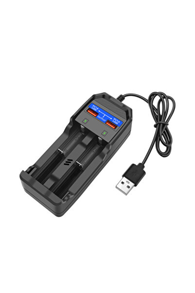 Choice شاحن بطاريات ليثيوم أيون أسود اللون، متوافق مع بطاريات 18650، 18500، 1...