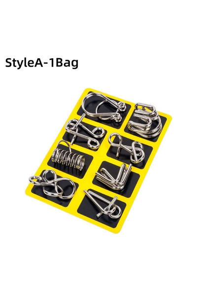 choice2 Yellow-1Bag 8PCS/Set Metal Montessori Puzzle Wire IQ Mind Brain Tease...