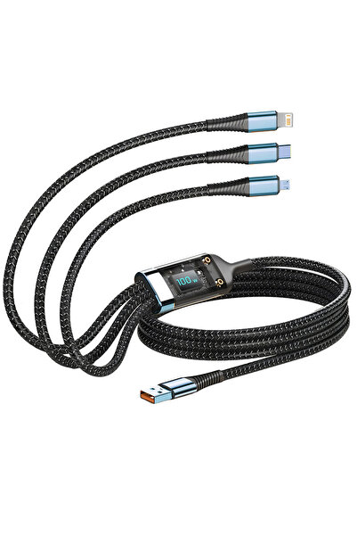Choice black 100W 6A 3-in-1Charger Cable, USB to Type-C/Micro/LIGHTNING Multi...