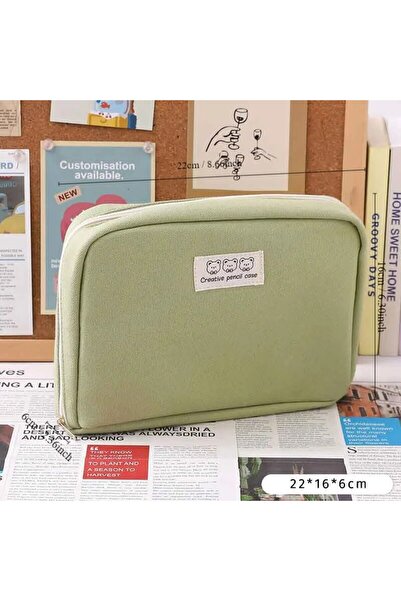 choice2 مقلمة خضراء كبيرة السعة، قطعة واحدة، مقلمة لطيفة للطلاب، حقيبة أقلام ...