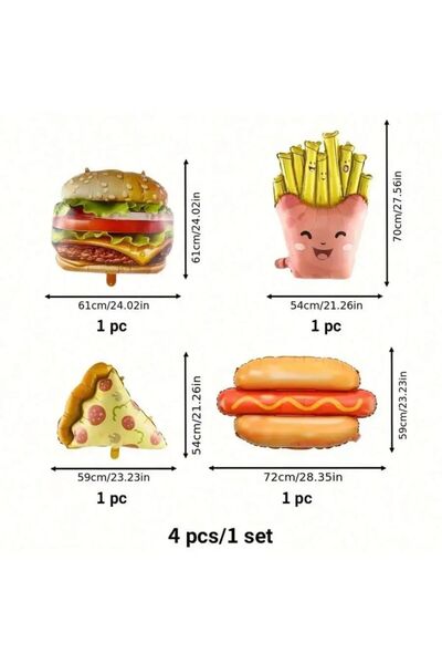 Choice أربع قطع أخرى من كرات ورق الألومنيوم بأشكال البرجر/البيتزا/الهوت دوغ/ا...