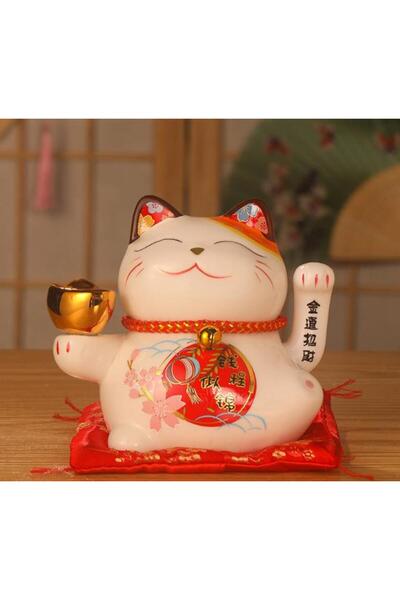 Choice1 قطة مانيكي نيكو سيراميكية 5 بوصة تلوح باليد، قطة الحظ تعمل بالبطارية