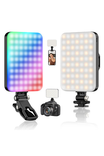 Choice ضوء فيديو LED أسود، ضوء سيلفي RGB بدرجة حرارة لونية 2500-6500 كلفن، مؤ...