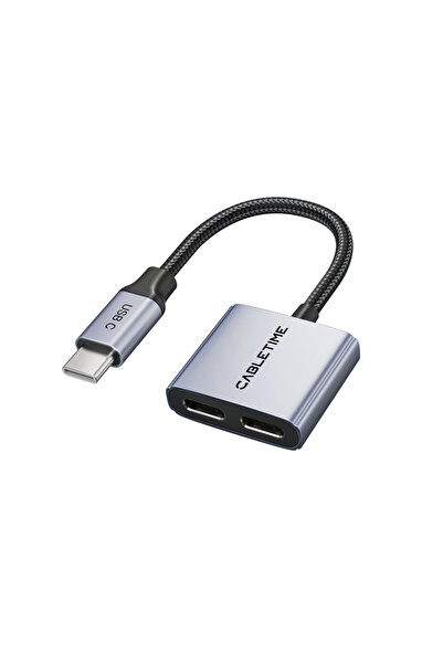 Choice محول كابل تايم USB-C إلى منفذي USB-C مزدوجين، يدعم سماعات الرأس والشحن...