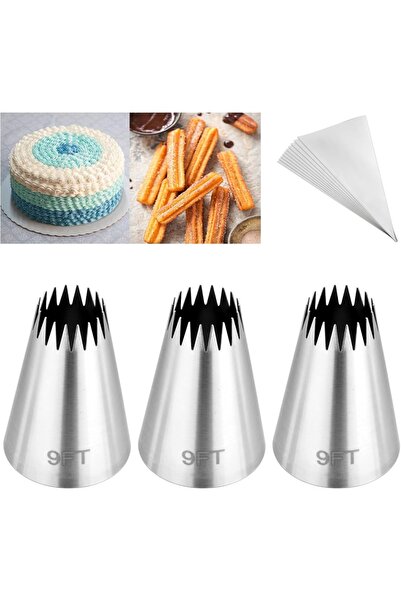 Choice 3pcs 9FT 3Pcs Piping Bags and Tips Set,Stainless Steel 9FT Icing Tips ...