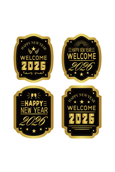 Choice 8pcs stickers ​8sheets 2026 New Year Wine Bottle Stickers,Black&Golden...