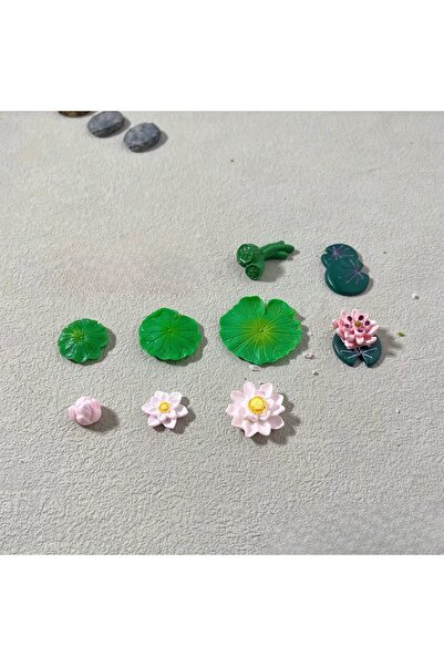 Choice مجموعة من 9 قطع من زهور اللوتس العائمة المصغرة مع أوراق زنبق الماء، زه...