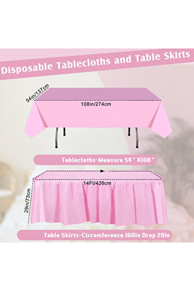 Choice3 Pink Disposable Table Skirt Tablecloth Set Table Cover Table Skirts R...