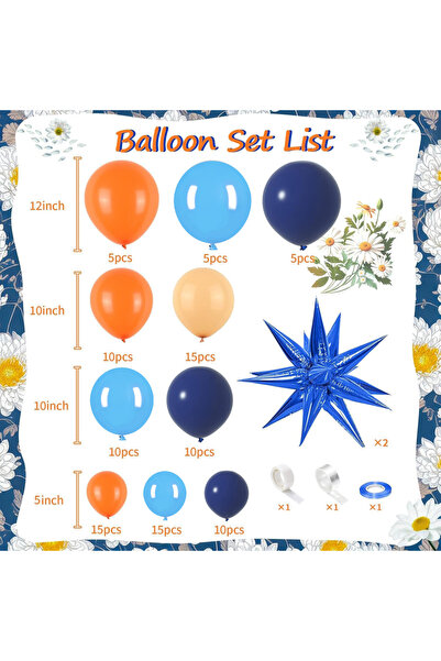 Choice مجموعة بالونات لاتكس برتقالية وزرقاء أخرى مكونة من 137 قطعة، مناسبة لح...