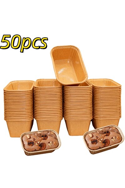 Choice 50 قطعة من أكواب الكب كيك الورقية المستطيلة، مثالية للمطبخ وحفلات الزفاف.