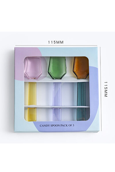 Choice طقم ملاعق زجاجية ملونة، 3 قطع، مقاومة للحرارة، ملعقة قهوة، ملعقة حلوى،...
