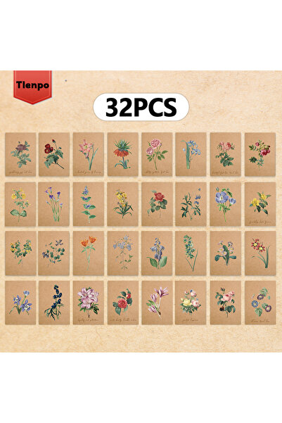 Choice مجموعة من 32 بطاقة بريدية عتيقة مزينة بالزهور، لتزيين غرف النوم الداخل...