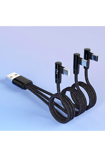 choice2 1.2m Black 3in1 Triple Port USB A to Type C Charging Cable 66W Fast C...