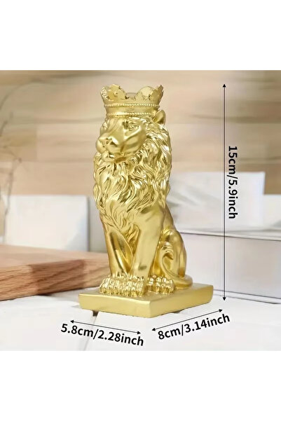 Choice4 Yellow Creative Lion Statue Crown Lion Statue Handmade Art Gift Home ...