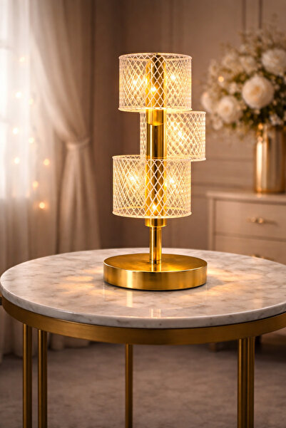 CEZVE HOME Dokunmatik Şarjlı 3 Kademeli Işıklı Dekoratif Kristal LED Masa Lam...