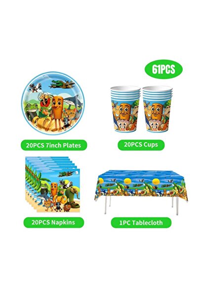 Choice12 مجموعة من 61 قطعة من أدوات مائدة زينة عيد ميلاد إيطالية برسومات كرتو...