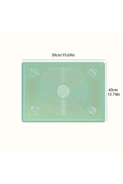 Choice حصيرة خبز سيليكون خضراء مقاس 50×40 سم مع دليل قياس، حصيرة معجنات غير ل...