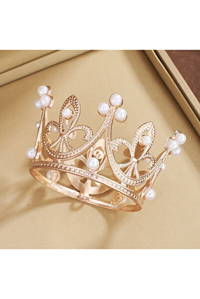 Choice4 1pc rose gold Crown Cake Topper Pearl Crown Cupcake Decorati for Flow...