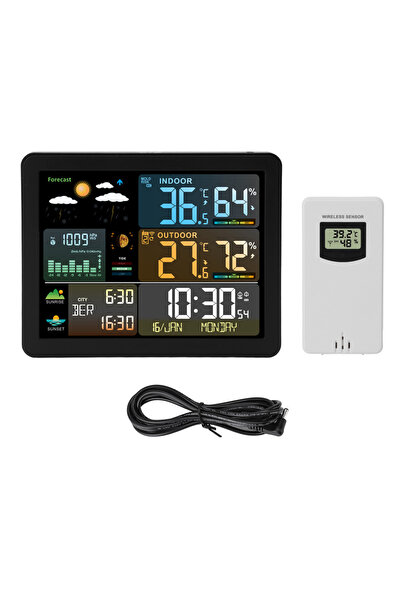 Choice Black Wireless Weather Station Color Display Digital Temperature Humid...