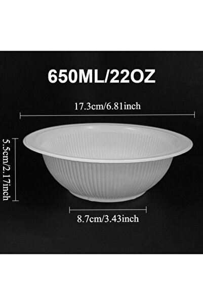 choice2 20PCS White 10/20/50PCS 650ML White Plastic Bowls Disposable Striped ...