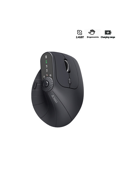 choice2 ماوس لاسلكي عمودي أسود قابل لإعادة الشحن، ماوس بصري مزود بمقبض لضبط ا...