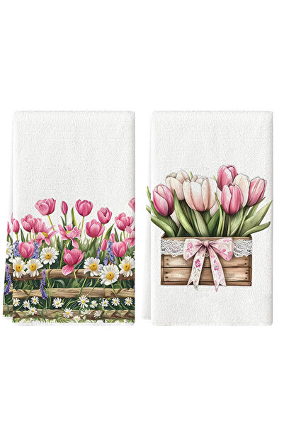 Choice 2pcs MULTI 2Pcs, Wooden Box Floral Bouquet Kitchen Towels, 40Cm*60Cm T...